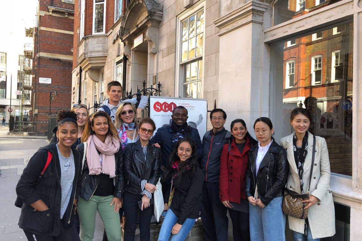 SGI English language school in London students outside school